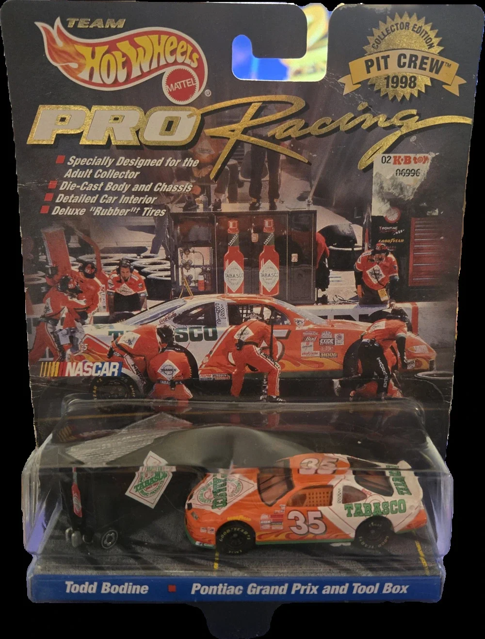 Todd Bodine #35 Tabasco Hot Wheels Pro Racing 1998 Pit Crew Edition MOC